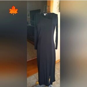 ISABELLA BIRD Women's long black dress with asymmetrical neckline Size M